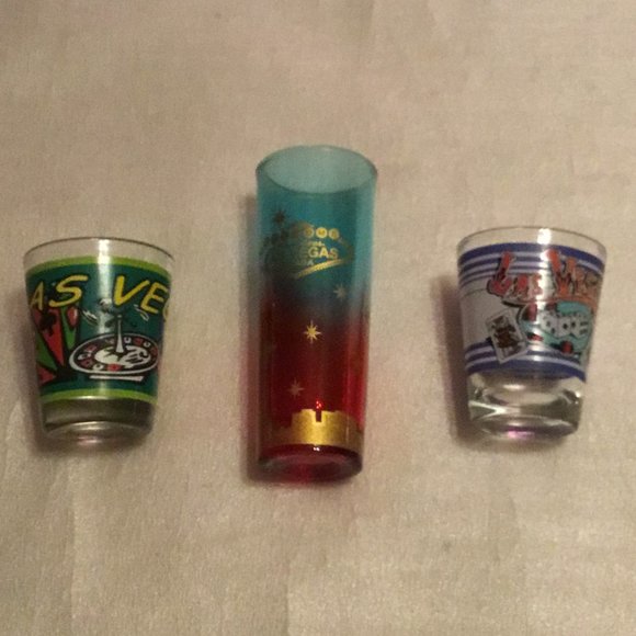 Las Vegas shot glasses Dining Set Of 3 Colorful Las Vegas Shot